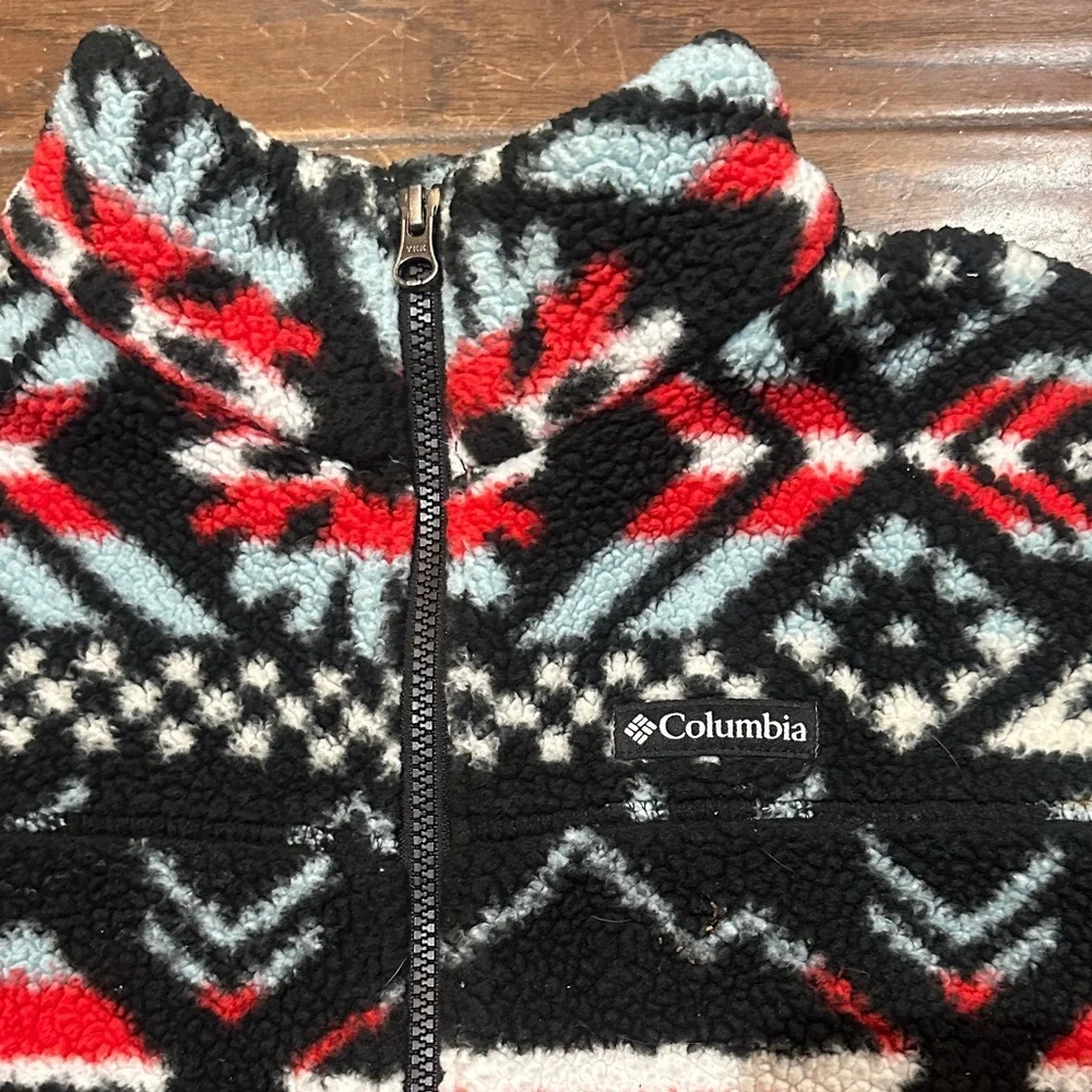 Columbia Black and Red‎ Geometric Fleece Jacket